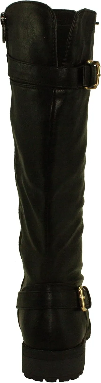 Forever Women's Mango-27 Round Toe Low Heel Knee High Boots