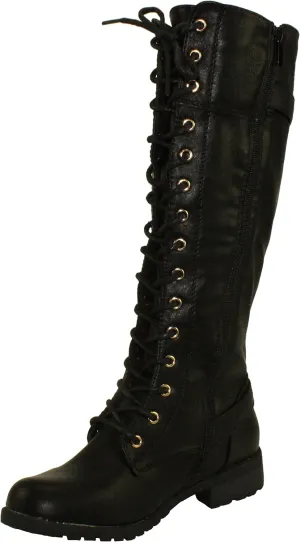 Forever Women's Mango-27 Round Toe Low Heel Knee High Boots