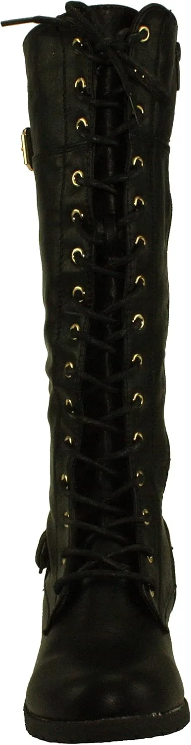 Forever Women's Mango-27 Round Toe Low Heel Knee High Boots