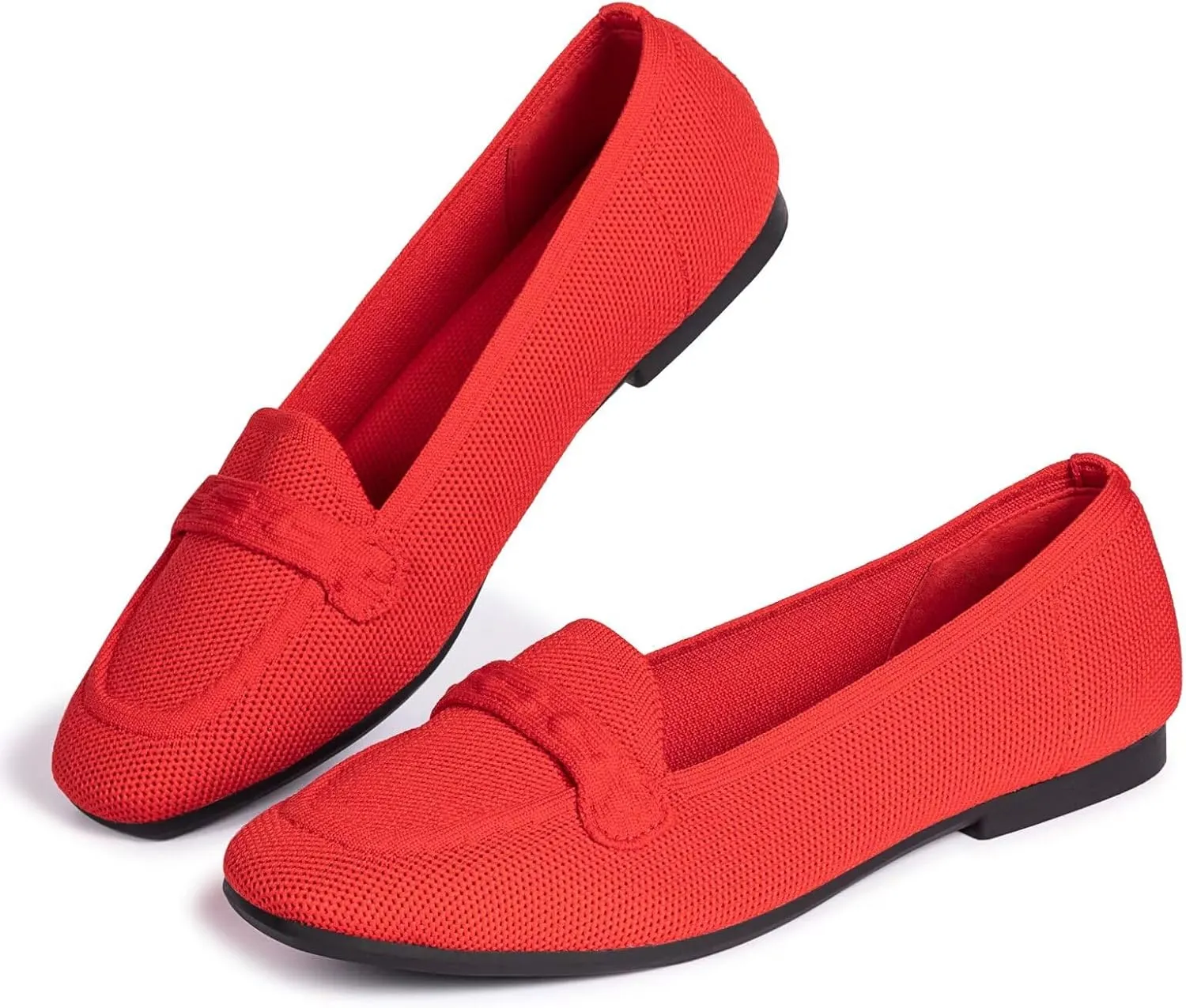 Frank Mully Women's Loafer Flats Square Toe Comfortable Office Work Shoes, Cute Penny Loafer Slip On Walking Driving Shoes