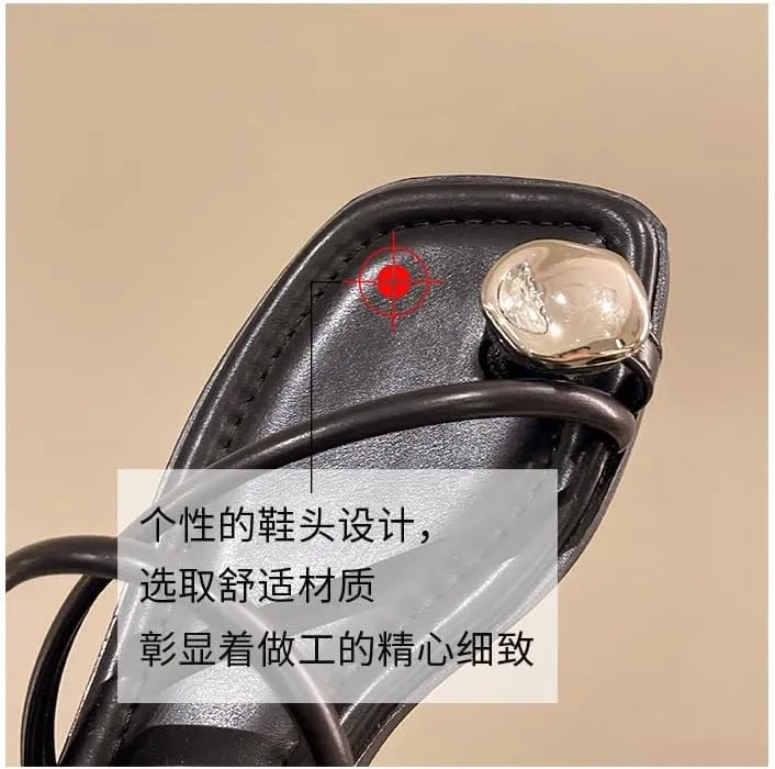 French low-heeled beach slippers fairy shoes 2025 new summer Korean version set of toe flat sandals,Wear-resistant and lightweight, skin-friendly, breathable and comfortable