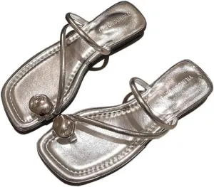 French low-heeled beach slippers fairy shoes 2025 new summer Korean version set of toe flat sandals,Wear-resistant and lightweight, skin-friendly, breathable and comfortable