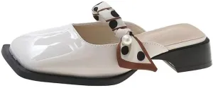 French romantic chunky heel sandals slippers women summer wear medium heel square toe half slip dress lazy mule shoes