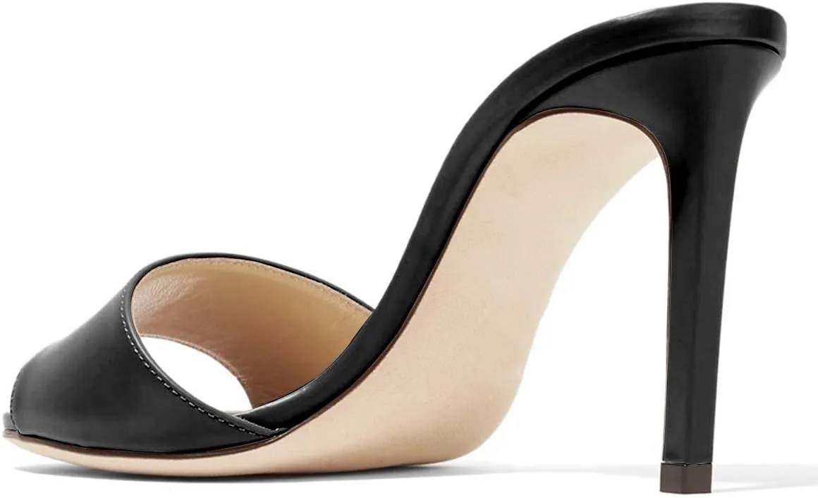 FSJ Women Casual Peep Toe Mule Sandals Stiletto High Heels Party Evening Shoe Size 4-15 M US