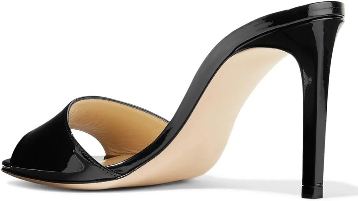 FSJ Women Casual Peep Toe Mule Sandals Stiletto High Heels Party Evening Shoe Size 4-15 M US