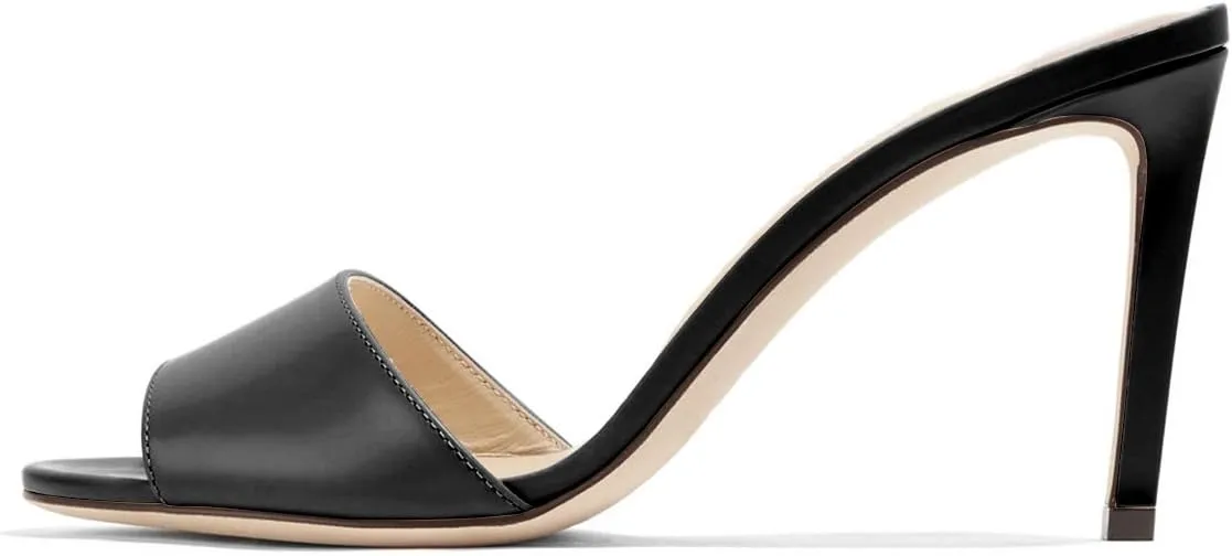 FSJ Women Casual Peep Toe Mule Sandals Stiletto High Heels Party Evening Shoe Size 4-15 M US