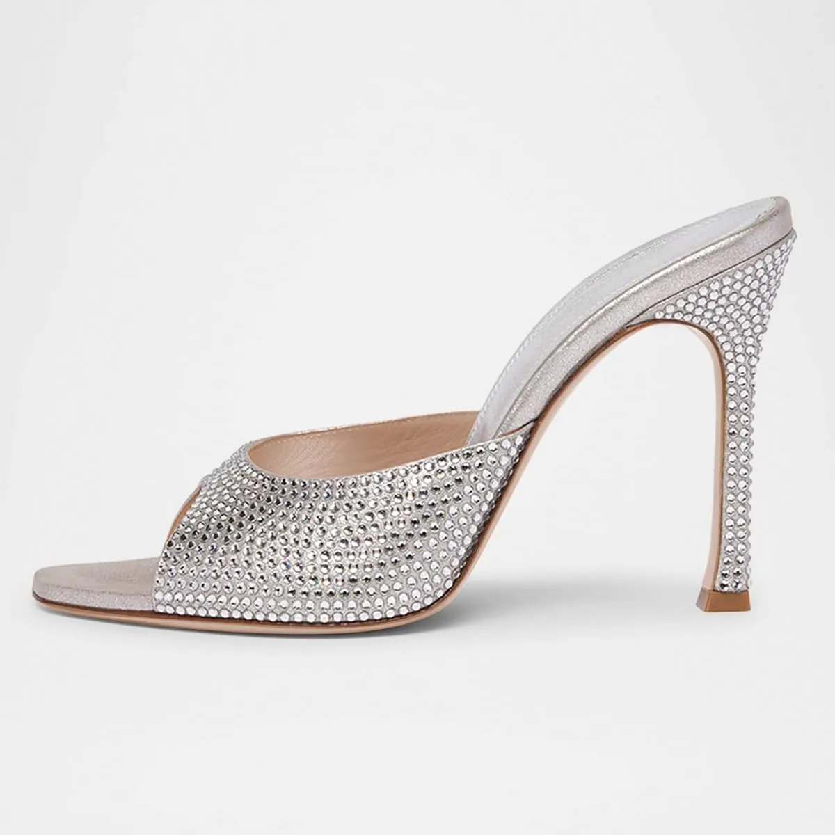 FSJ Women Peep Toe Stiletto High Heel Sandals Lace Slip On Summer Mules Sexy Backless Wedding Bridal Shoes Size 4-16 US