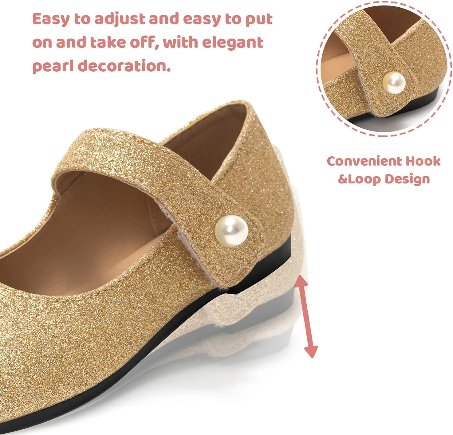 FUNKYMONKEY Toddler/Little Girl Mary Jane Dress Shoes Casual Slip on Ballet Flat