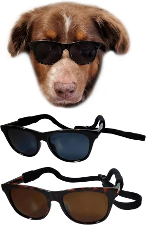 G006 Dog Pet 80s Costume Sunglasses Prop Photoshoot Medium Breeds 20-40 lbs (2-Pack Black Tortoise Brown)