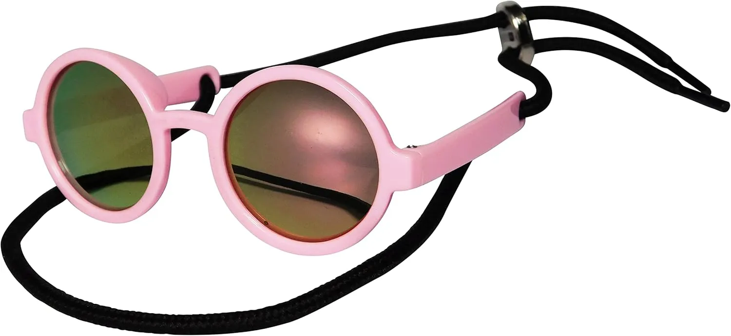 G016 Dog Cat Pet Round Sunglasses Goggles for Small Breed Dogs up to 15lbs (2-Pack Black   Pink-Pink mr)