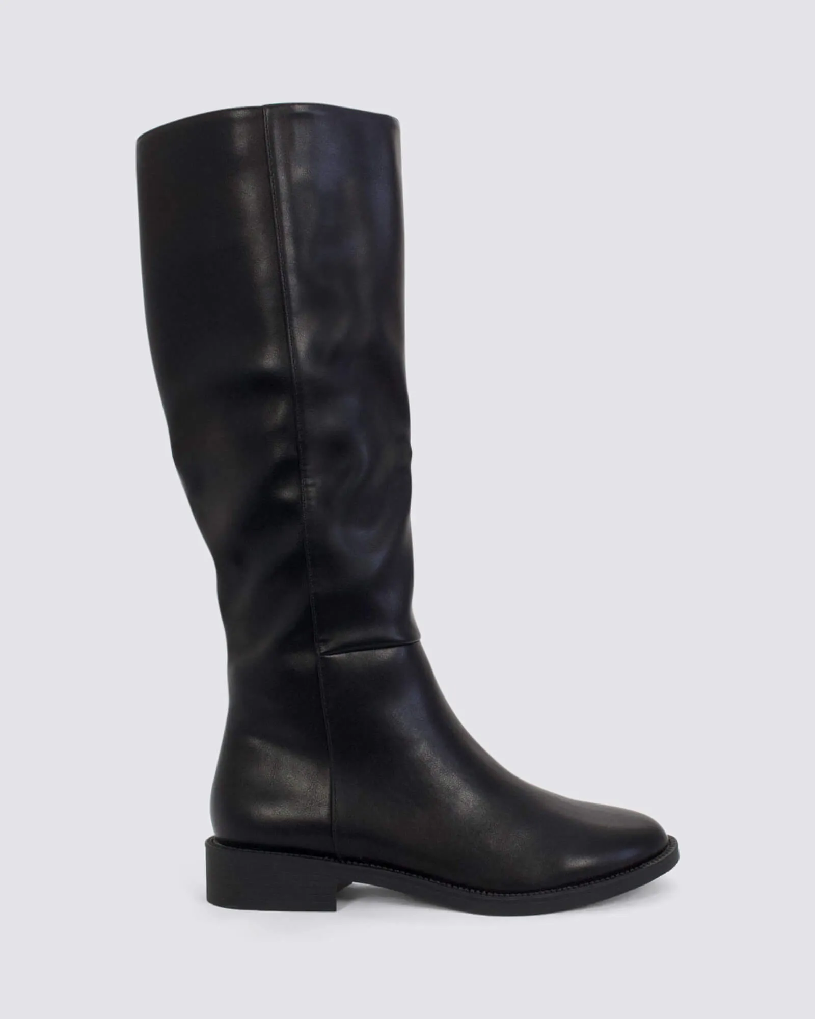 GABE FLAT KNEE HIGH BOOTS BLACK