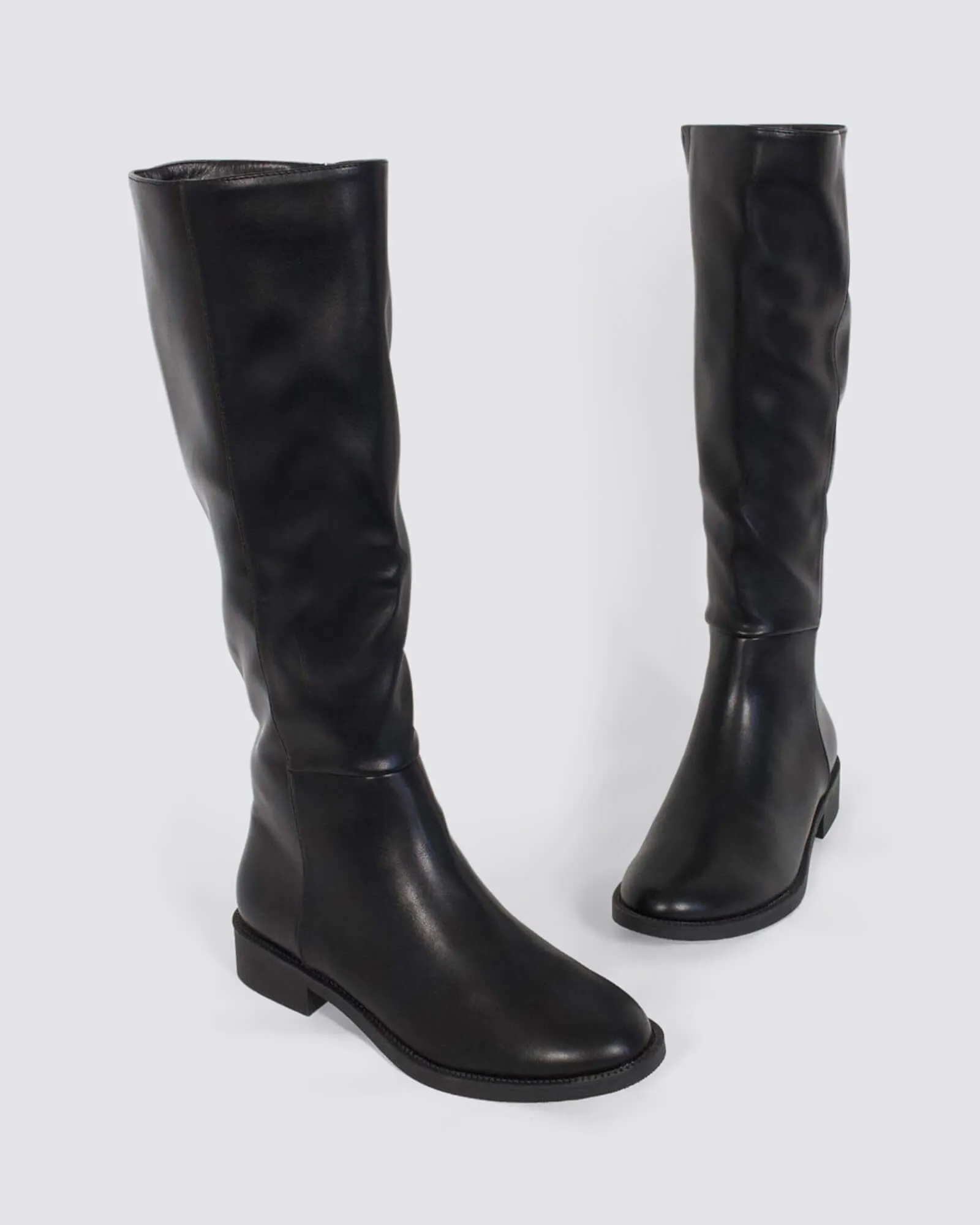 GABE FLAT KNEE HIGH BOOTS BLACK