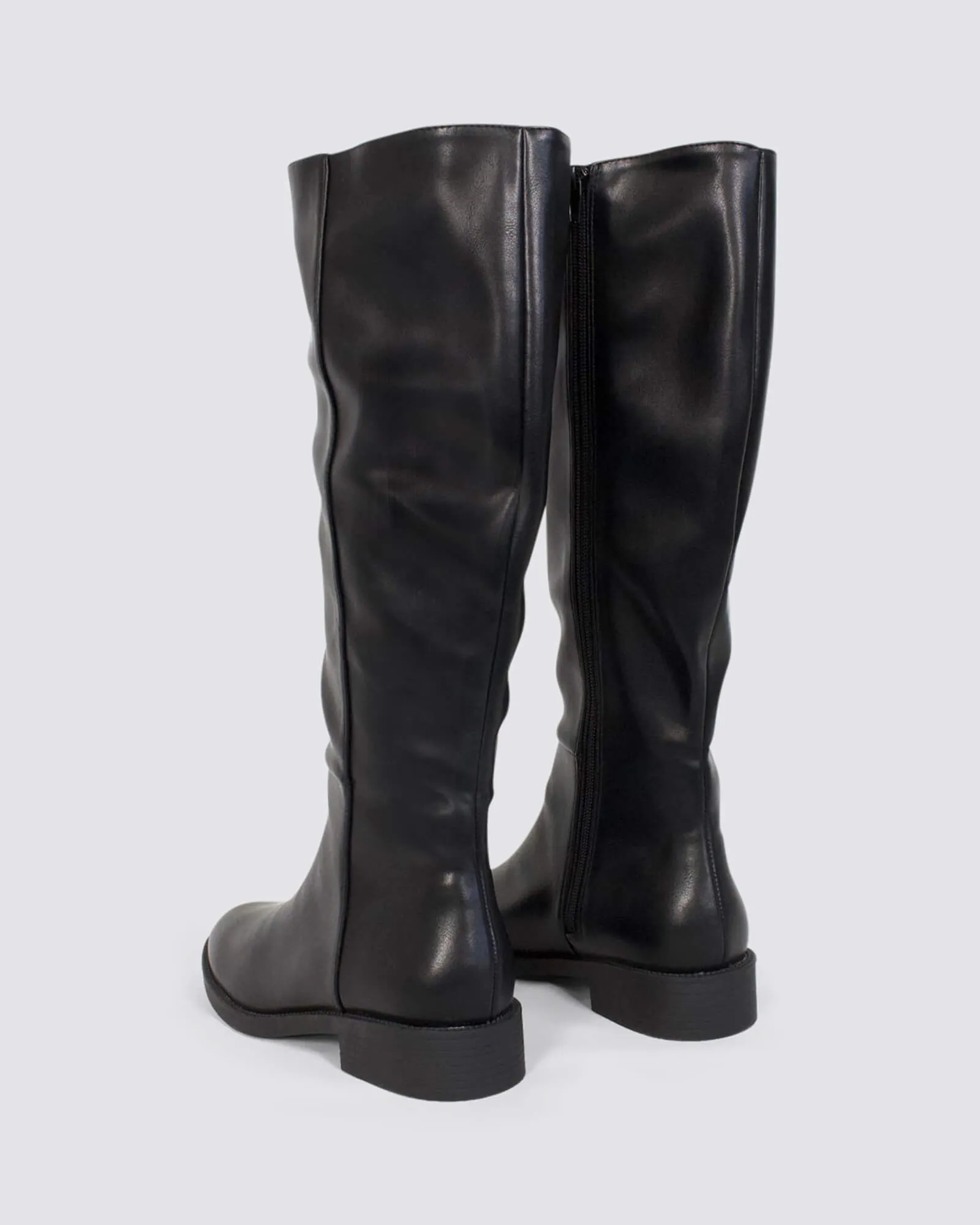 GABE FLAT KNEE HIGH BOOTS BLACK