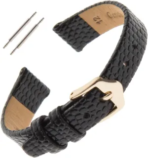 Gilden 10-14mm Ladies Flat Lizard-Grain Calfskin Leather Watch Strap F40