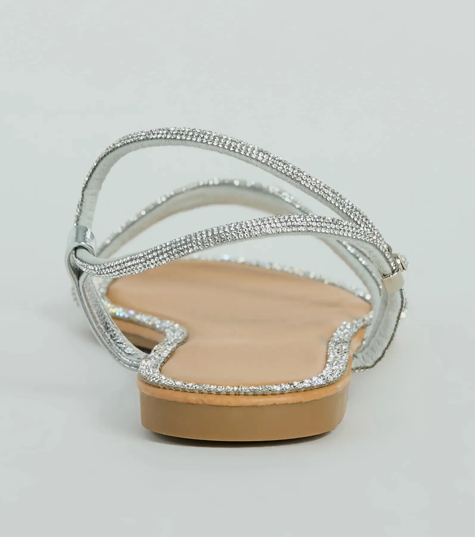 Glamour Steps Rhinestone Strappy Flat Sandals