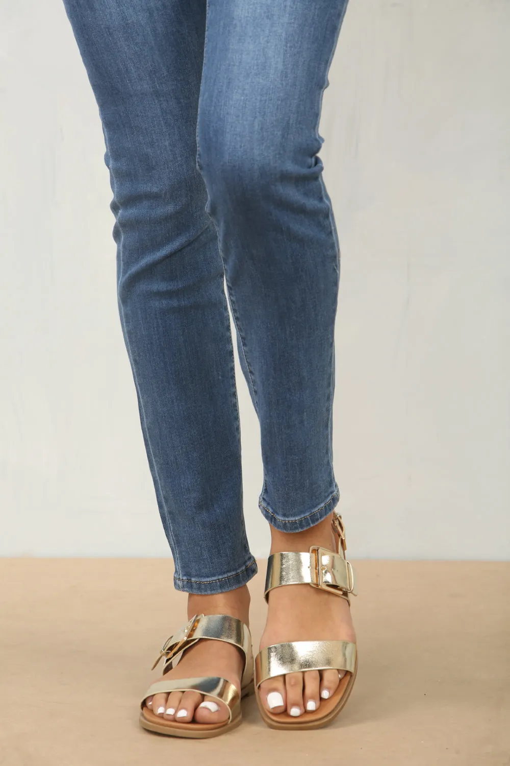 Gold Metallic Strappy Sandals