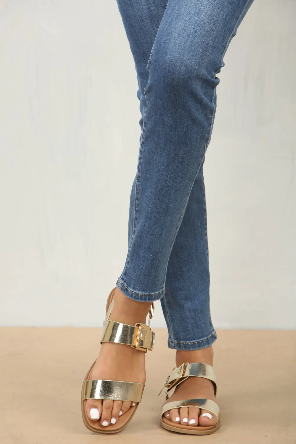 Gold Metallic Strappy Sandals