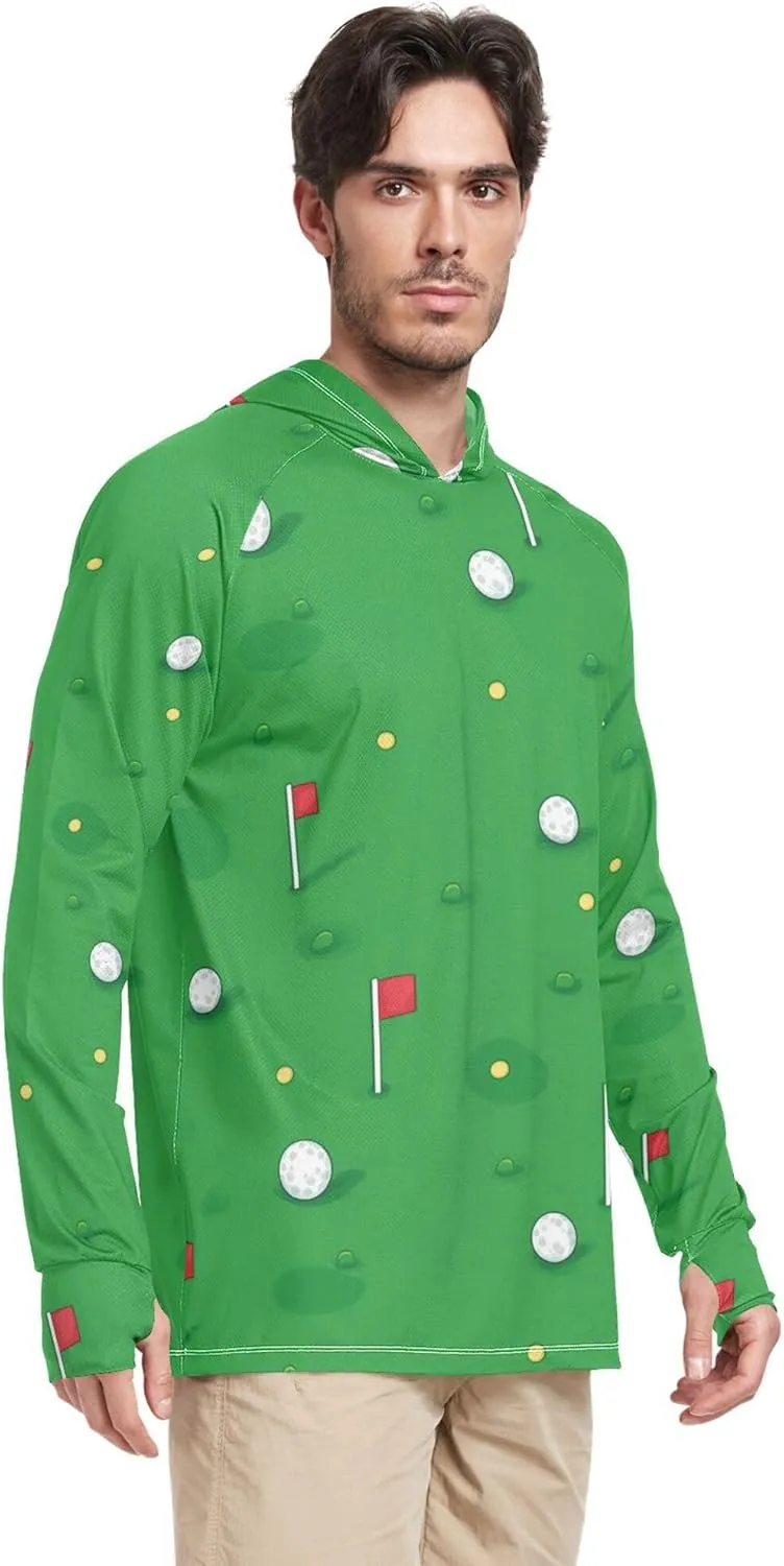 Golf Green Cute Mens Sun Protection Hoodies Long Sleeve Adult Rash Guards Rash Guard UPF 50  S
