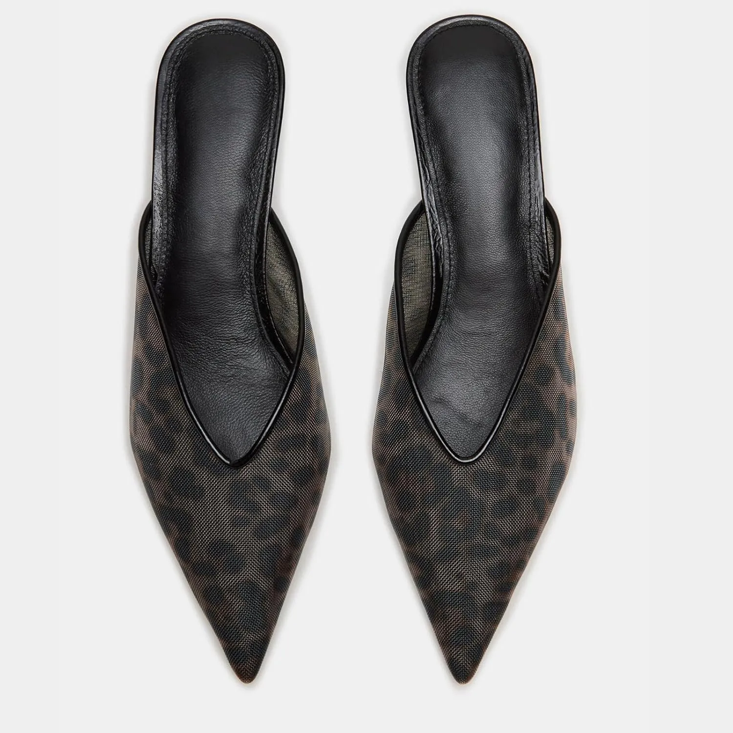 Goolita Leopard Kitten Mule Heels For Women, Closed Pointed Toe Slingback Heels Backless Slip On Party Dress Pump Shoes