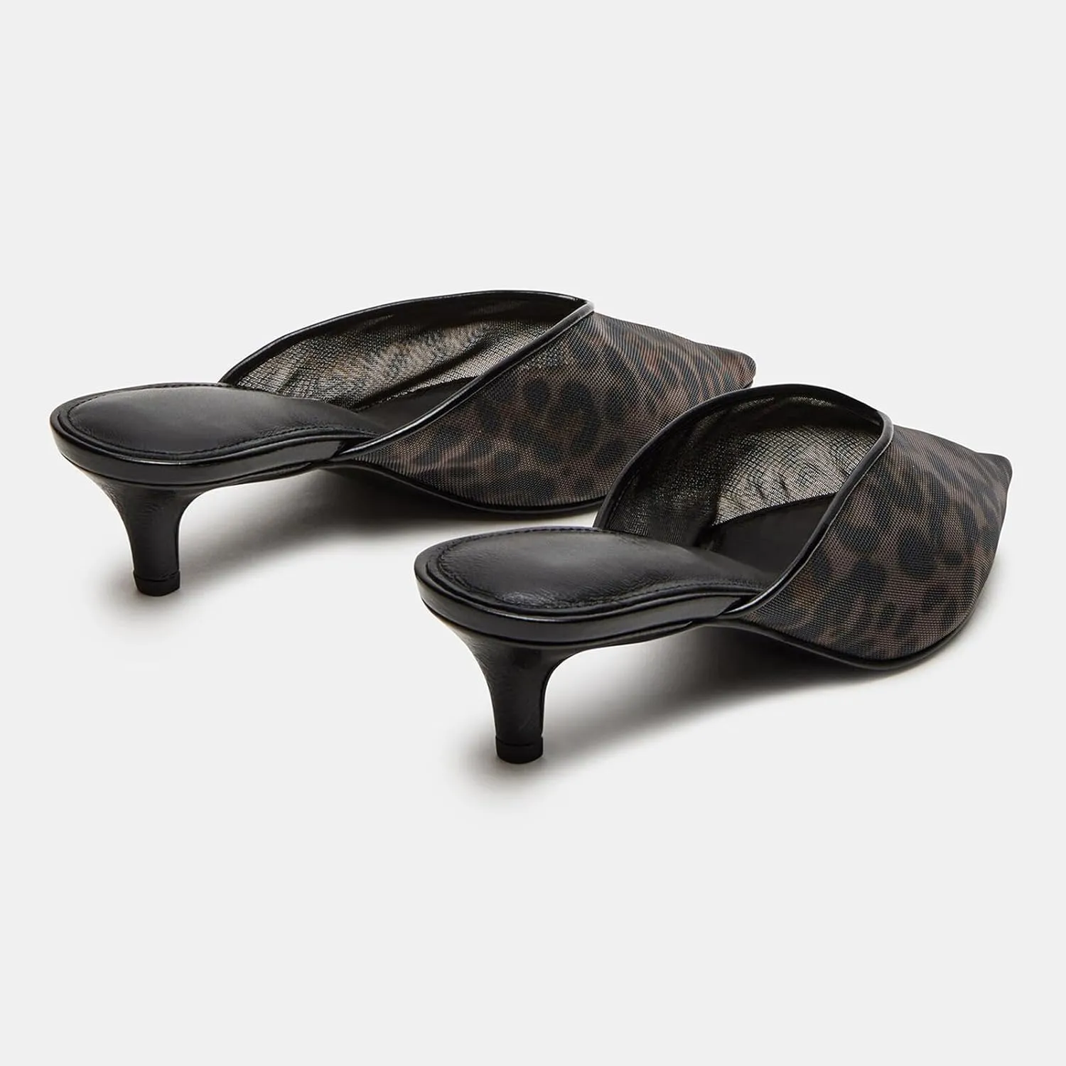 Goolita Leopard Kitten Mule Heels For Women, Closed Pointed Toe Slingback Heels Backless Slip On Party Dress Pump Shoes