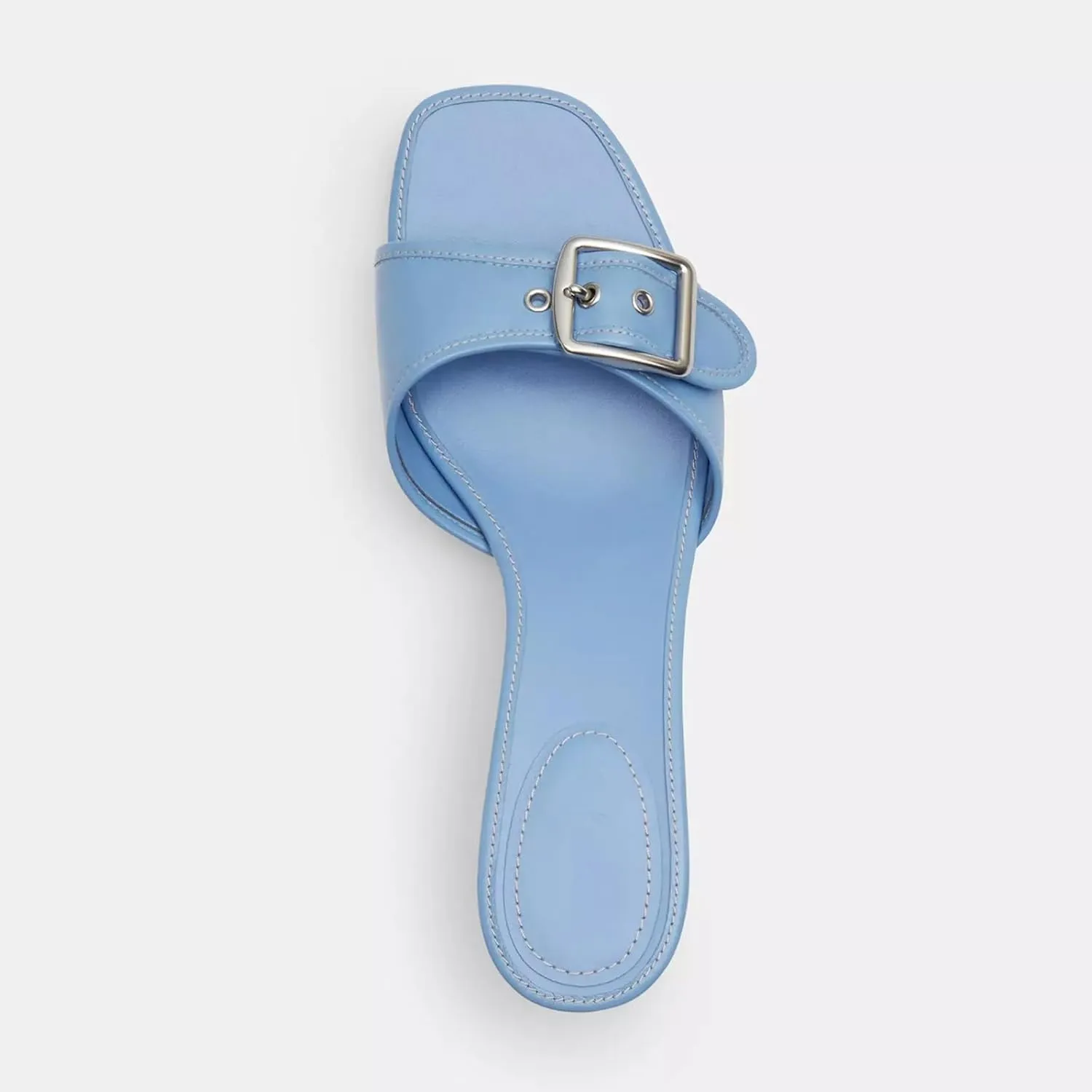 Goolita Women's Buckle Kitten Heels Open Square Toe Slip on Slide Heeled Sandals Comfort Office Dressy Mules Heels