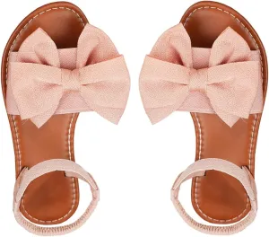 GORGLITTER Women's Bow Flat Sandals 2025 Dressy Open Toe Ankle Strap Summer Vacation Slides Shoes