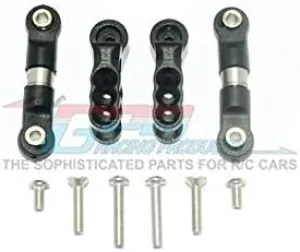 GPM for Traxxas E-Revo VXL 2.0 / E-Revo Brushless Upgrade Parts Aluminum 23T Servo Horn with Stainless Steel Adjustable Tie Rods - 10Pc Set Black
