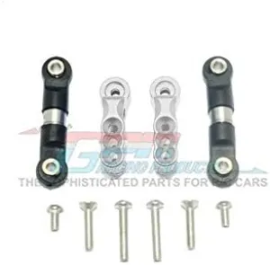 GPM for Traxxas E-Revo VXL 2.0 / E-Revo Brushless Upgrade Parts Aluminum 24T Servo Horn with Stainless Steel Adjustable Tie Rods - 4Pc Set Silver