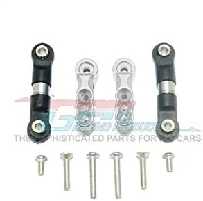 GPM for Traxxas E-Revo VXL 2.0 / E-Revo Brushless Upgrade Parts Aluminum 24T Servo Horn with Stainless Steel Adjustable Tie Rods - 4Pc Set Silver
