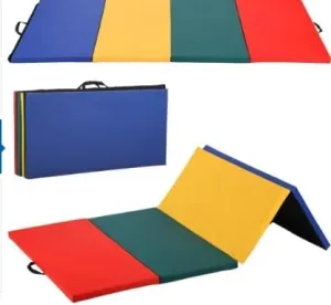 Gymnastics Mats Foldable Exercise Mat 4'x8'x2" Extra Thick High-Density Tear-Resistant Fitness Floor Mat with Carrying Strap for Home Gym, Pilates, Stretching