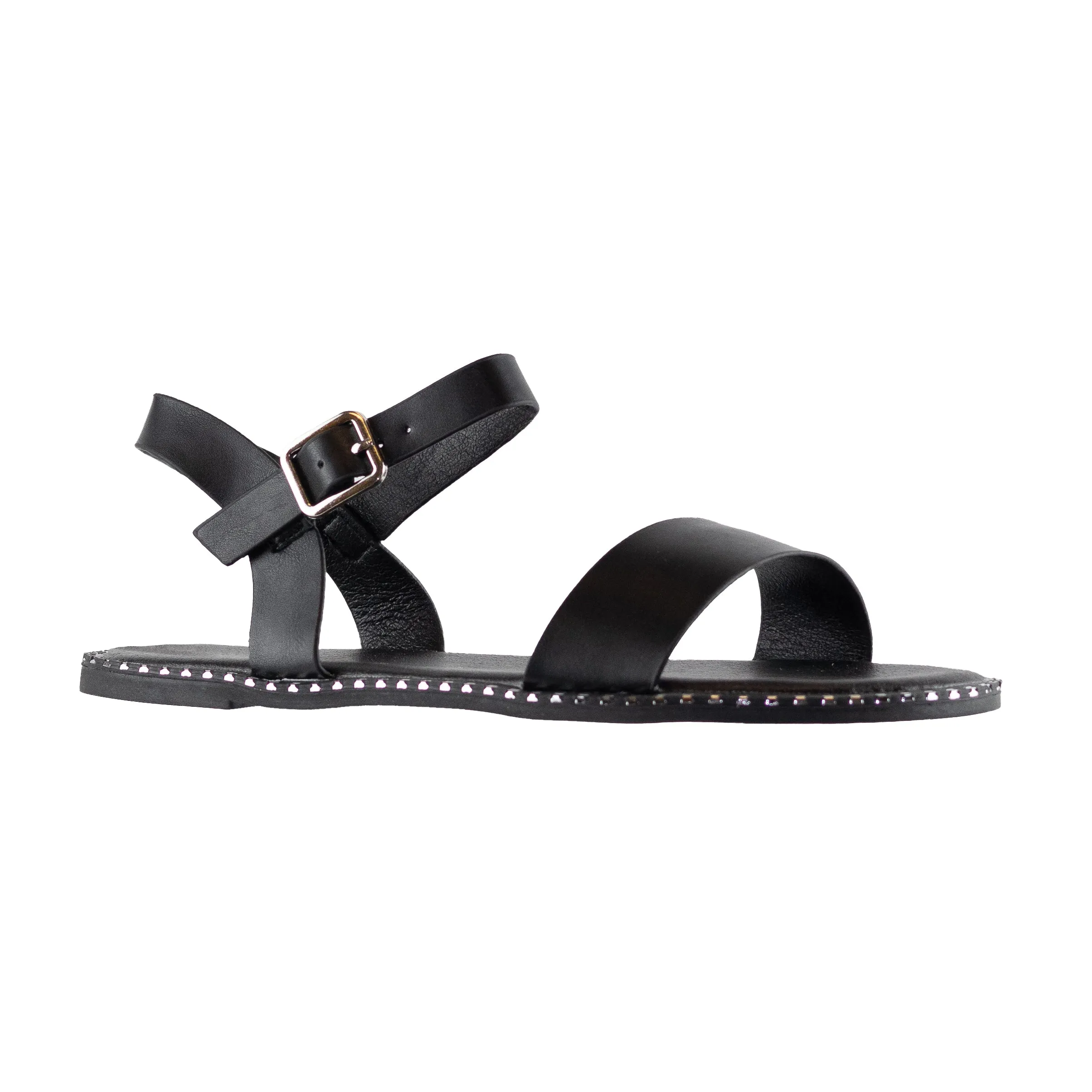 Harlem - Studded Flat Sandals, Ankle Strap & Padded Insole, Edgy-Comfy for Street Style or Day Outings