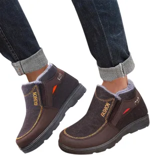 Hbeylia Winter Snow Boots For Men Fashion Casual Fleece Lining Fuzzy High Top Slip On Fashion Sneakers Ankle Booties Thermal Plush Fur Lined Non Slip Winter Short Boots For Walking Hiking Work Ski