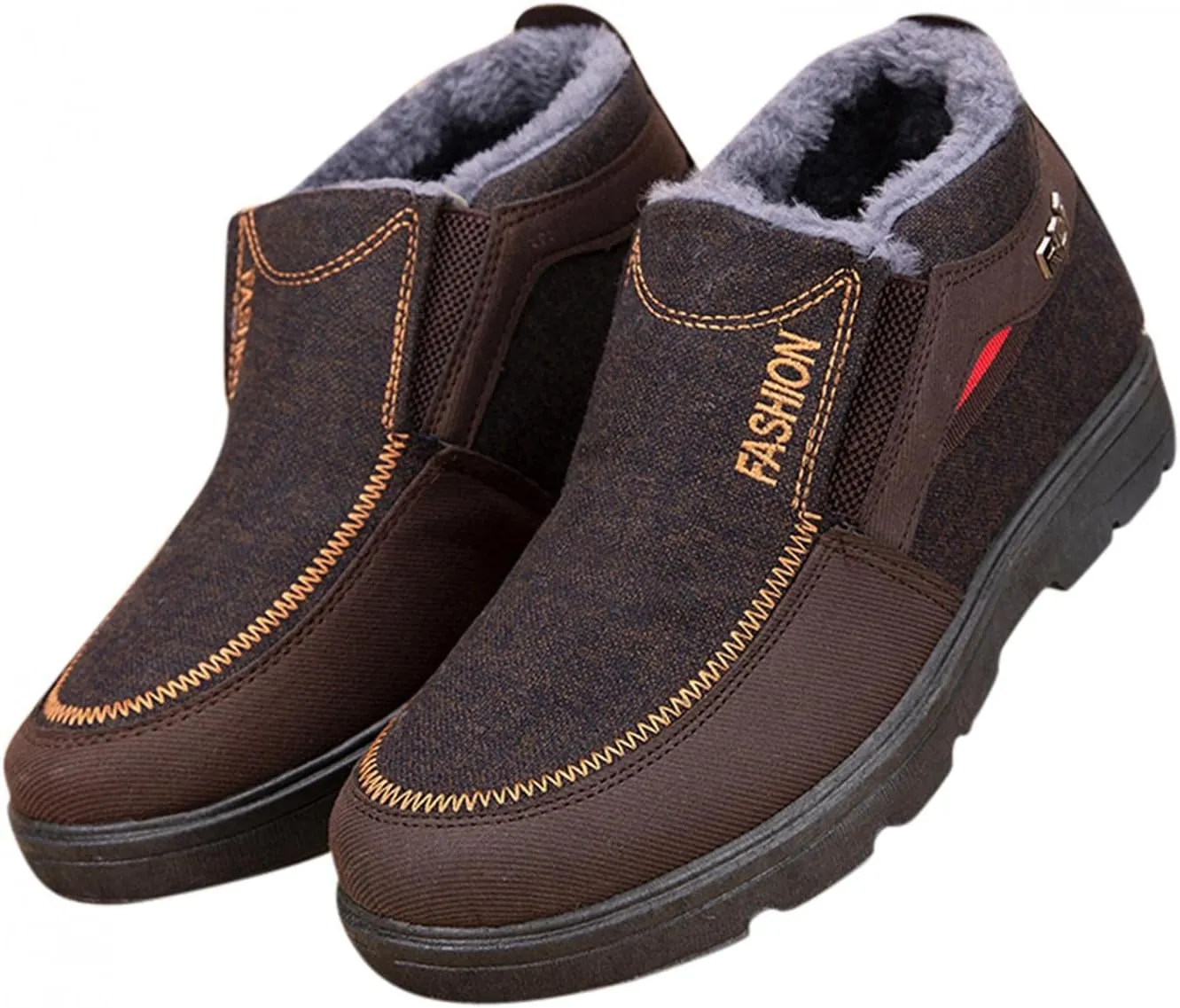 Hbeylia Winter Snow Boots For Men Fashion Casual Fleece Lining Fuzzy High Top Slip On Fashion Sneakers Ankle Booties Thermal Plush Fur Lined Non Slip Winter Short Boots For Walking Hiking Work Ski