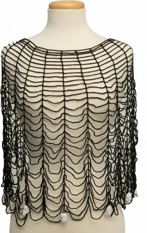 Heritage Lace Halloween Spider Web Gothic Poncho with Skull Trim by Heritage Lace, 36" Round, Black