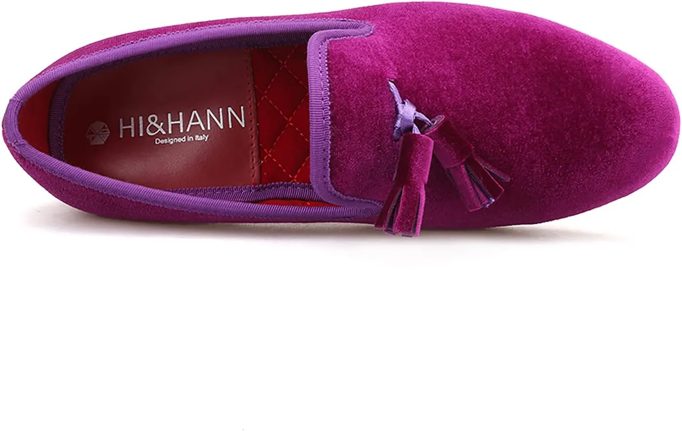 HI&HANN Tassel Men's Velvet Loafer Shoes Slip-on Loafer Round Toes Smoking Slipper