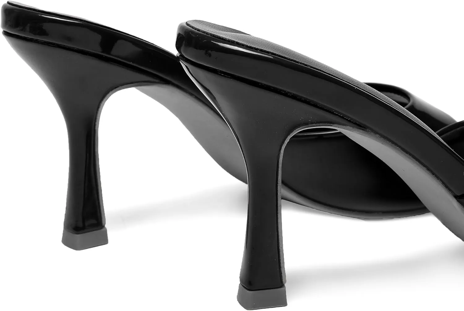 High Heel Mules for Women Slip On Open Pointed Toe Classy Patent Leather Stiletto Pumps Formal Slingback Mule Sandals Dress Walking Shoes
