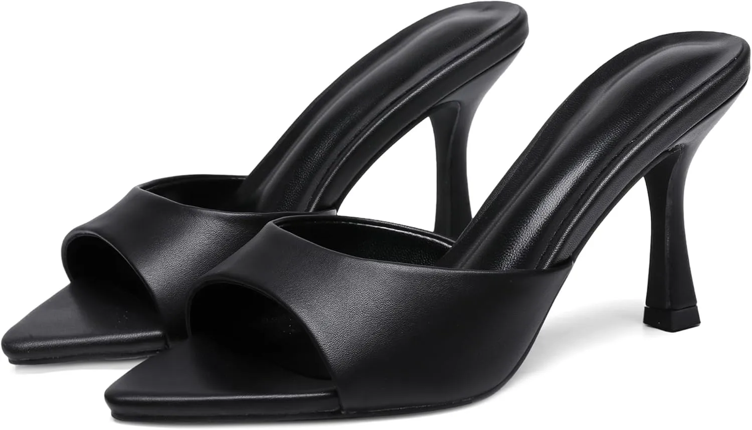 High Heel Mules for Women Slip On Open Pointed Toe Classy Patent Leather Stiletto Pumps Formal Slingback Mule Sandals Dress Walking Shoes