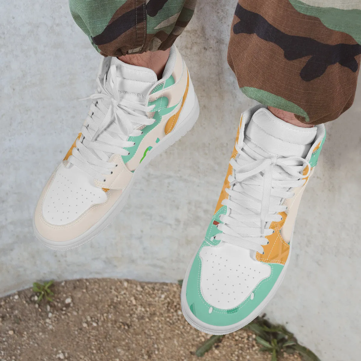 High Leather Synthetic Money cone ice Artistic flair Supportive cream Top mint D17 Sneaker Bushae
