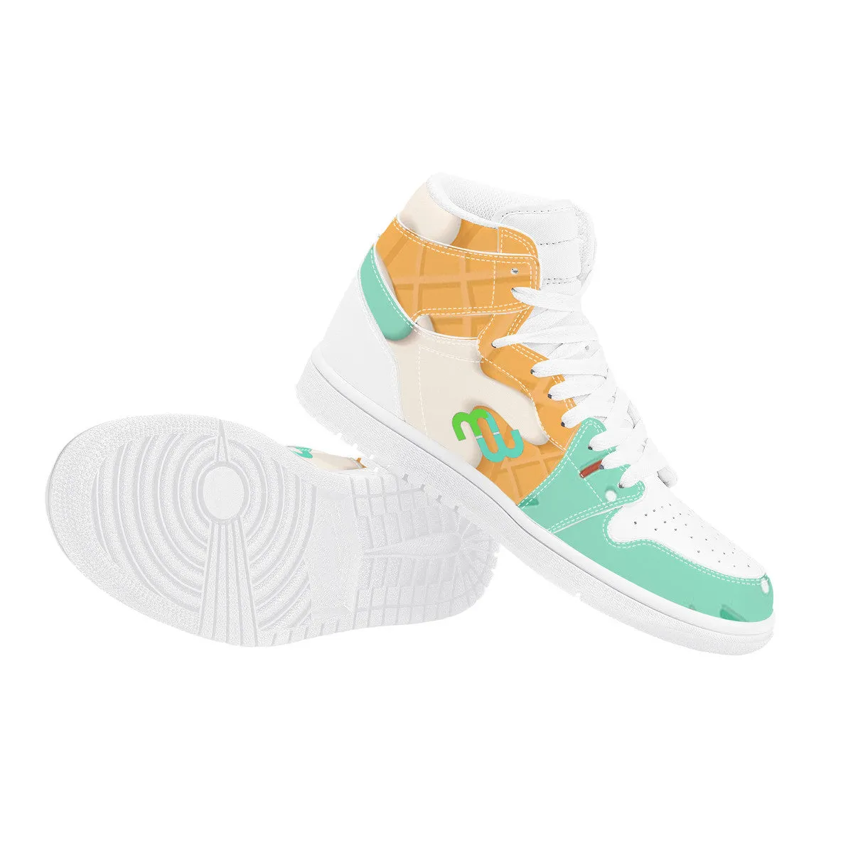 High Leather Synthetic Money cone ice Artistic flair Supportive cream Top mint D17 Sneaker Bushae