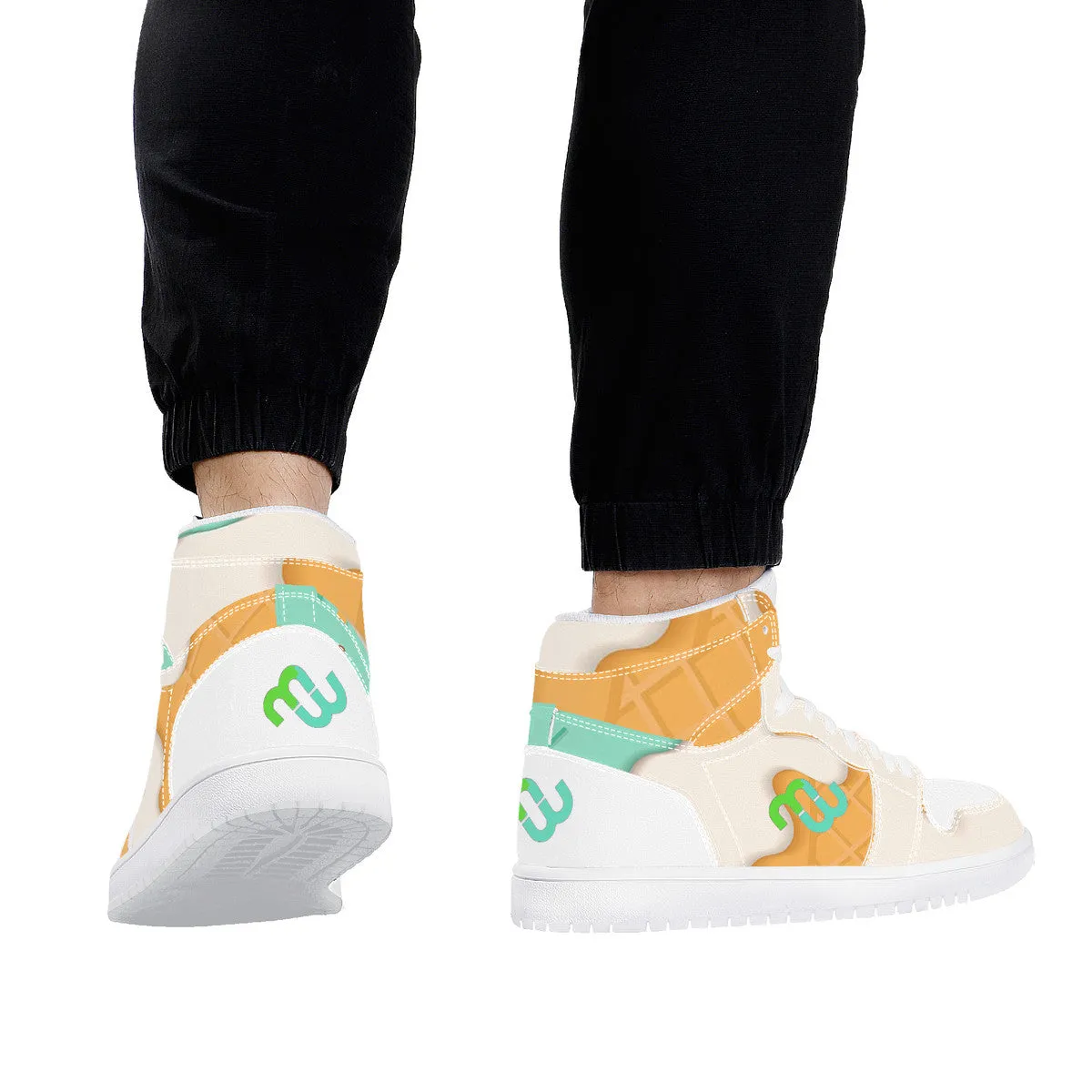 High Leather Synthetic Money cone ice Artistic flair Supportive cream Top mint D17 Sneaker Bushae