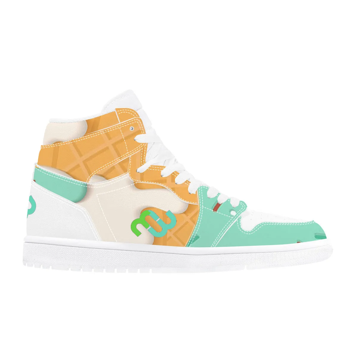 High Leather Synthetic Money cone ice Artistic flair Supportive cream Top mint D17 Sneaker Bushae