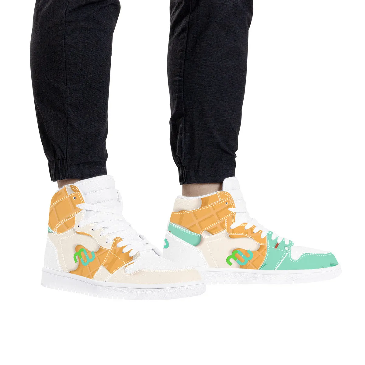 High Leather Synthetic Money cone ice Artistic flair Supportive cream Top mint D17 Sneaker Bushae