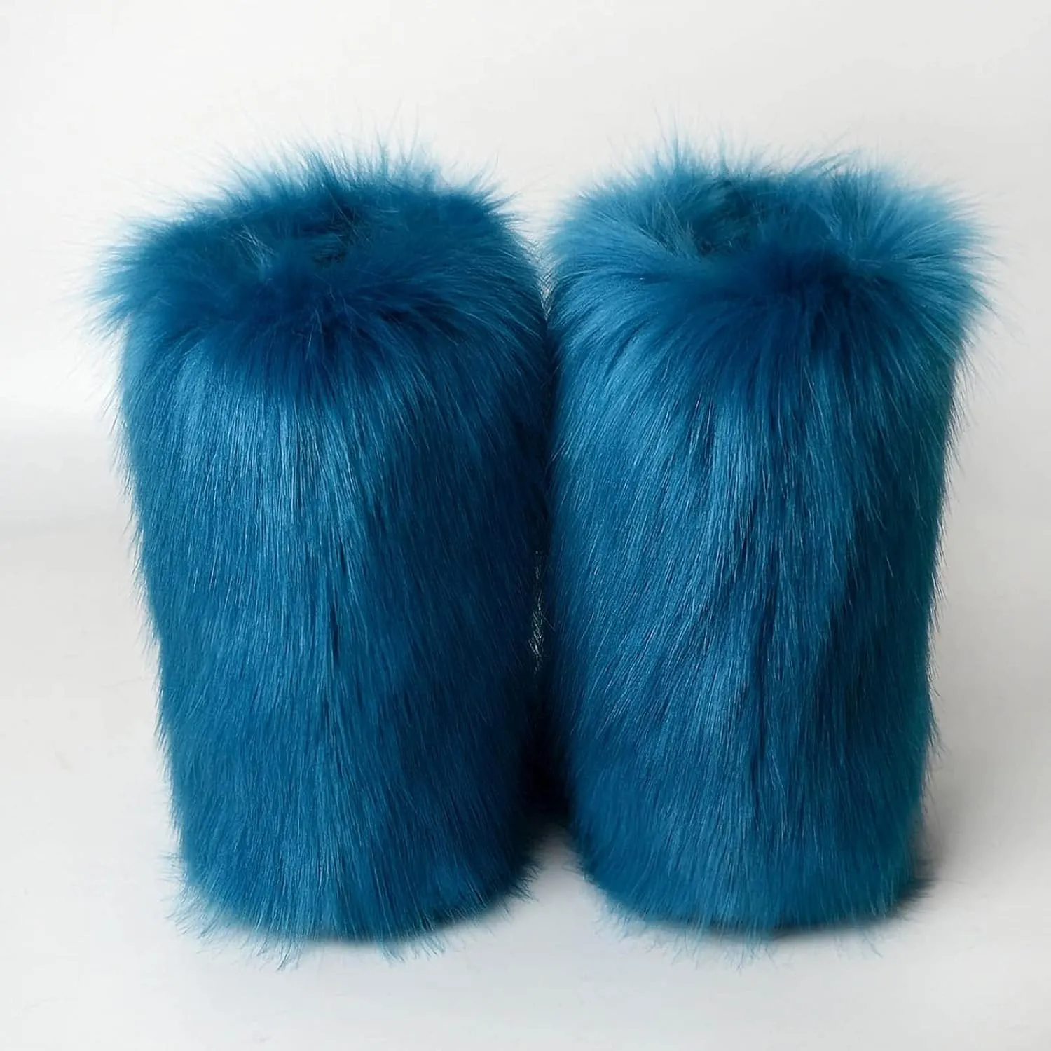 HINDOLA Womens Faux Fur Boots Winter Comfy Plush Warm Snow Boots Fuzzy Fluffy Furry Round Toe Suede Boots Comfortable Winter Ankle Booties Anti Slip Outdoor Indoor Flat Shoes