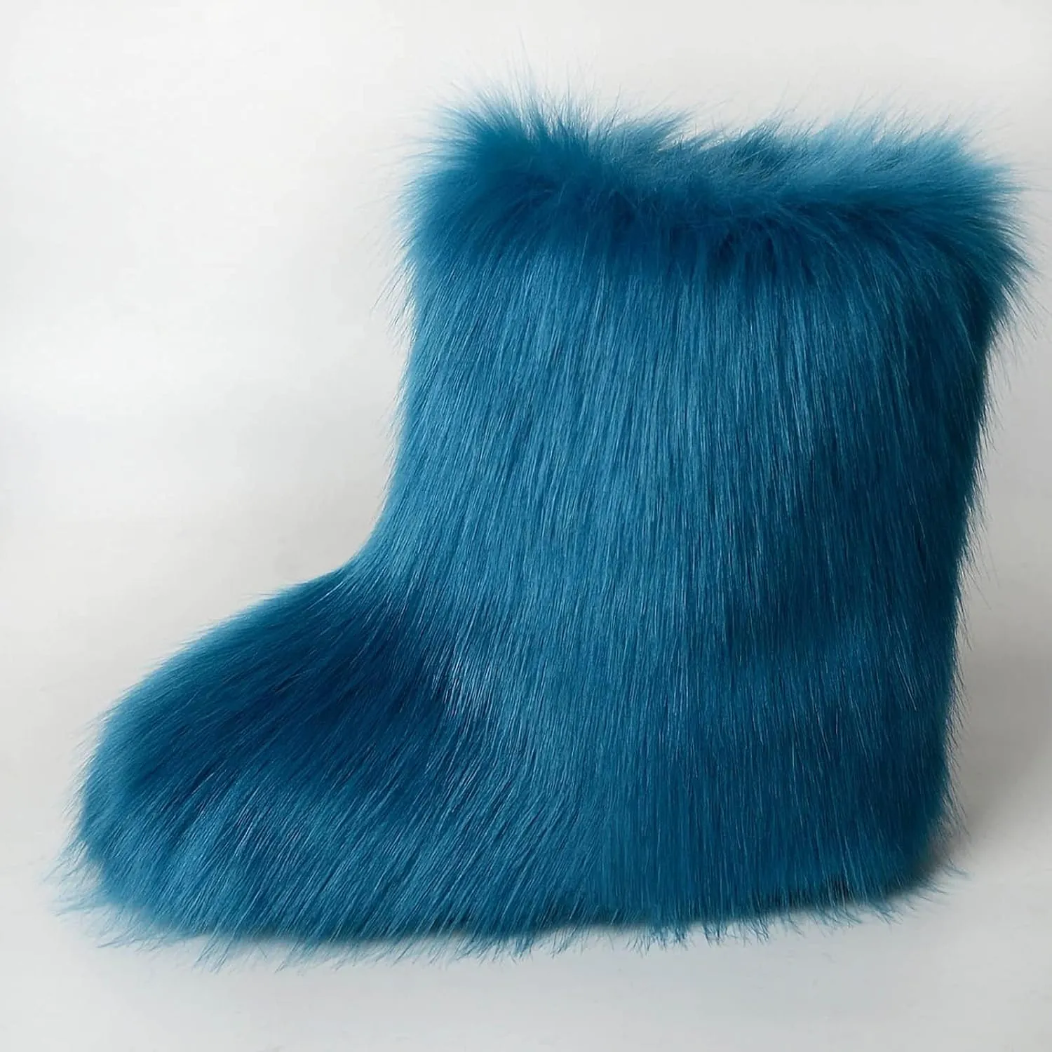 HINDOLA Womens Faux Fur Boots Winter Comfy Plush Warm Snow Boots Fuzzy Fluffy Furry Round Toe Suede Boots Comfortable Winter Ankle Booties Anti Slip Outdoor Indoor Flat Shoes
