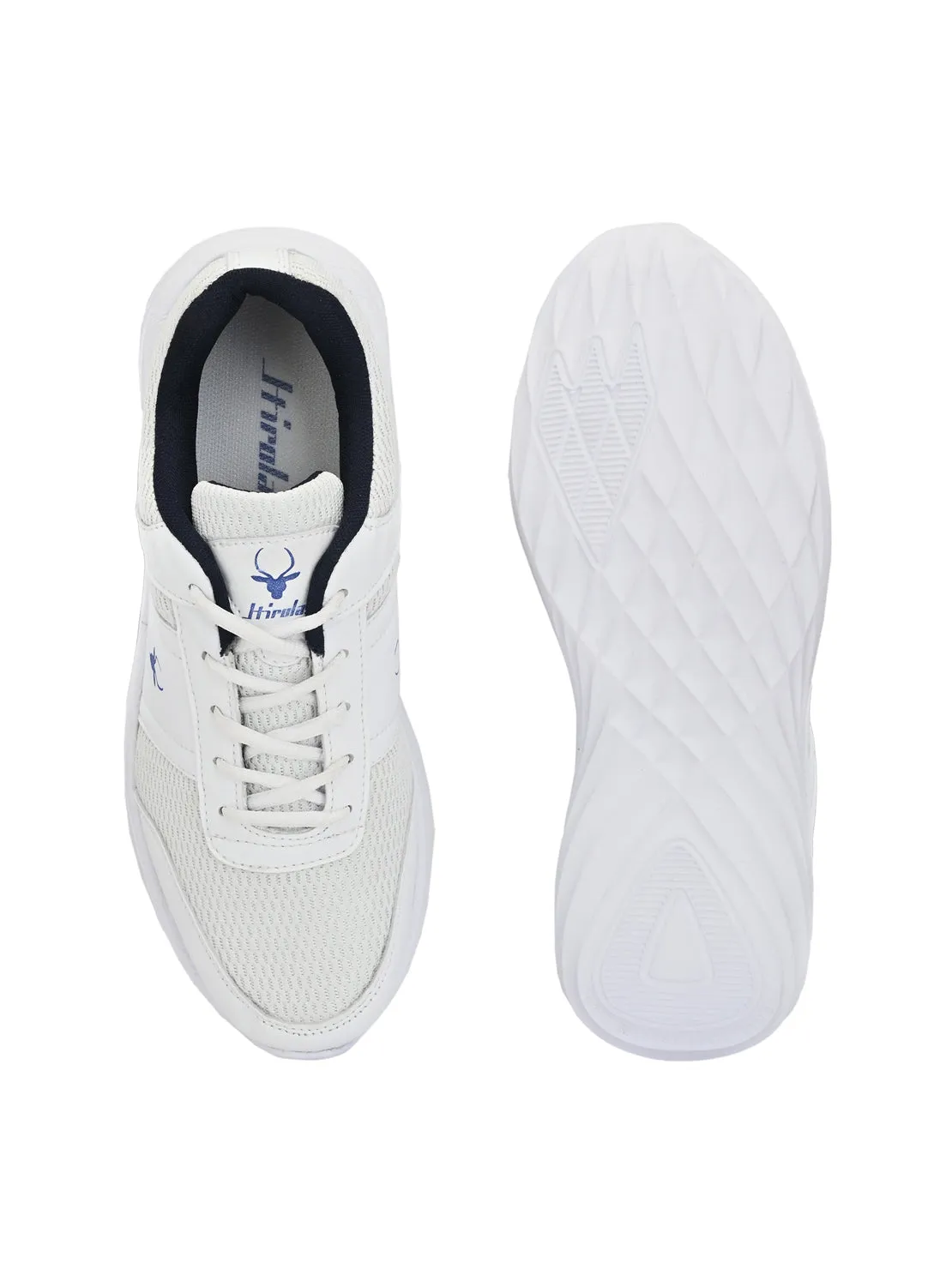 Hirolas® Men's White Synthetic Leather Lace-Up Walking Sport Shoes