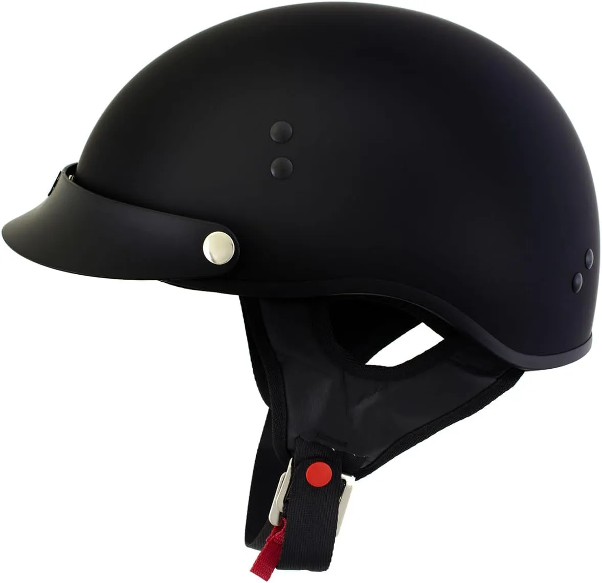 Hot Leathers HLT70 Stealth Flat Matte Black Motorcycle DOT Skull Cap Classic Half Helmet - X-Large
