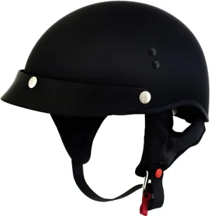 Hot Leathers HLT70 Stealth Flat Matte Black Motorcycle DOT Skull Cap Classic Half Helmet - X-Large
