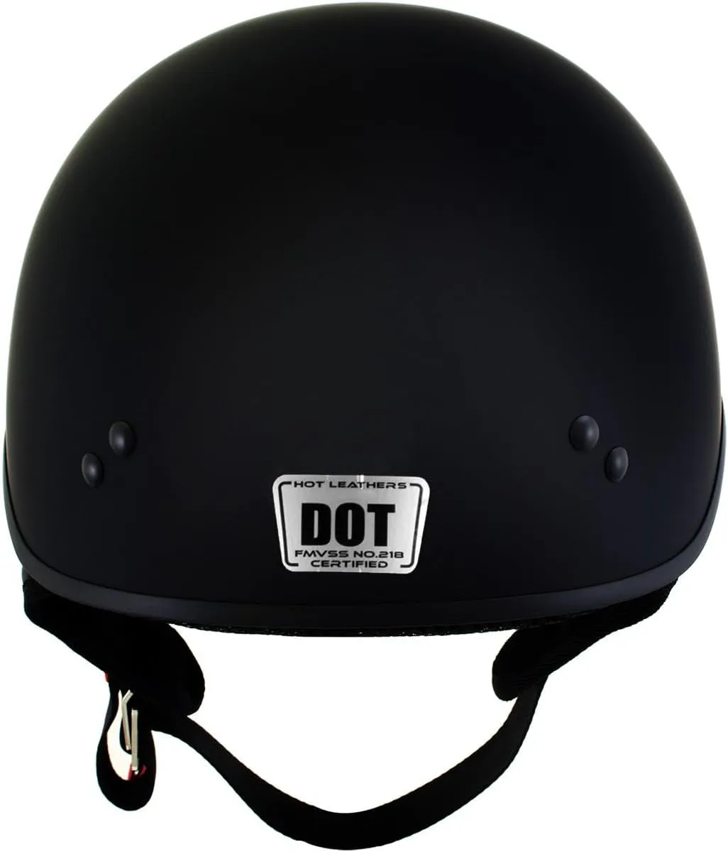 Hot Leathers HLT70 Stealth Flat Matte Black Motorcycle DOT Skull Cap Classic Half Helmet - X-Large