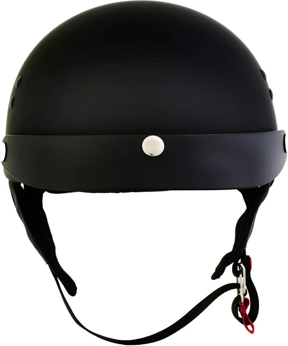 Hot Leathers HLT70 Stealth Flat Matte Black Motorcycle DOT Skull Cap Classic Half Helmet - X-Large