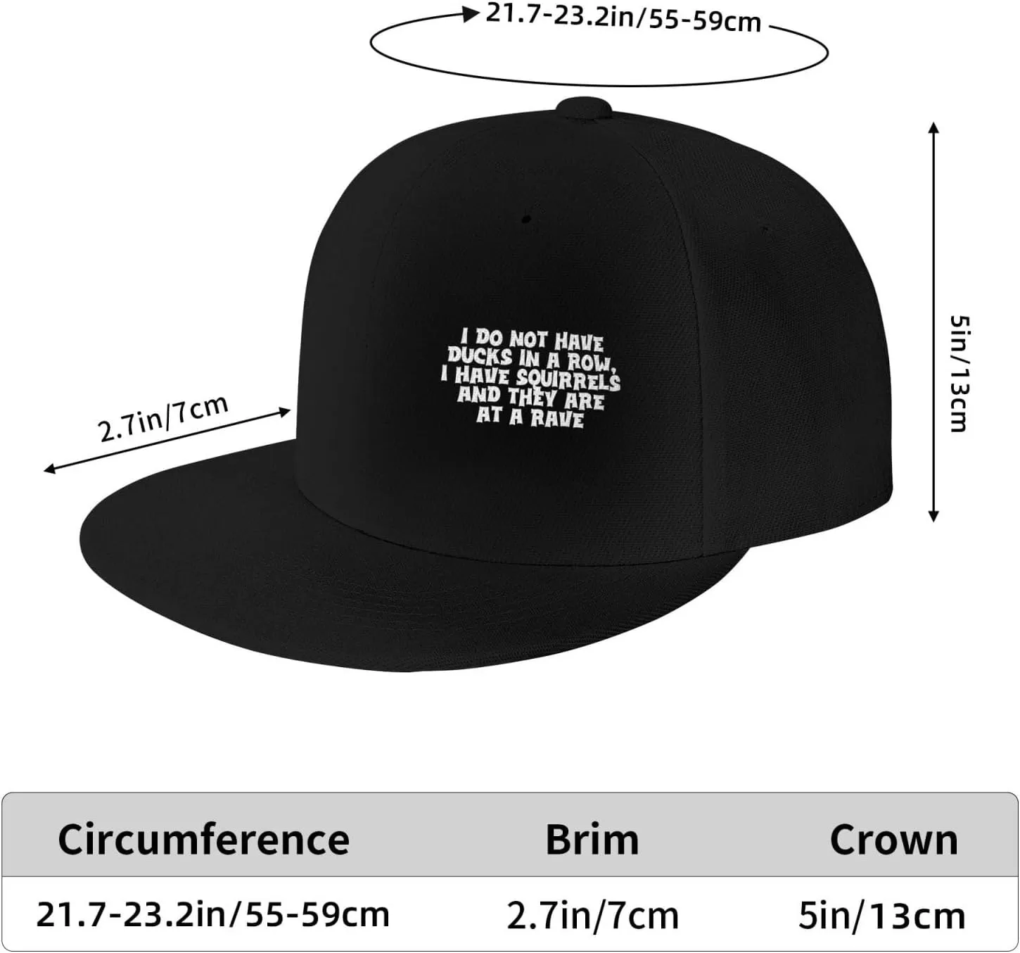 I Do Not Have Ducks in A Row I Have Squirrels and They are at A Rave Baseball Cap,Snapback Hats Trucker Hat,Black